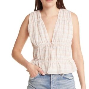 Treasure & Bond Striped Shirred Skeeveless Top Size Medium